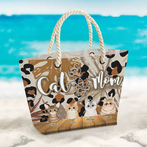 GeckoCustom Custom Photo Cat Mom Leopard Canvas Beach Bag Bag N304 889661