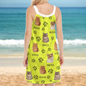 GeckoCustom Custom Photo Cat Paw Women's Sleeveless Cami Dress N304 889400