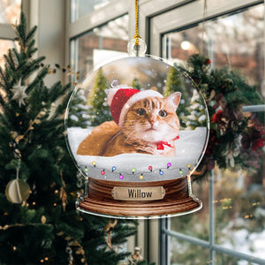 GeckoCustom Custom Photo Cat Snowglobe Acrylic Ornament HA75 891600