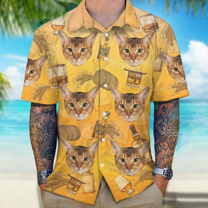 GeckoCustom Custom Photo Cat With Whiskey Hawaii Shirt TA29 889369