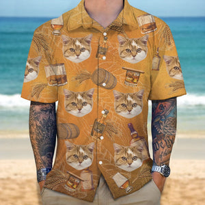 GeckoCustom Custom Photo Cat With Whiskey Hawaii Shirt TA29 889369