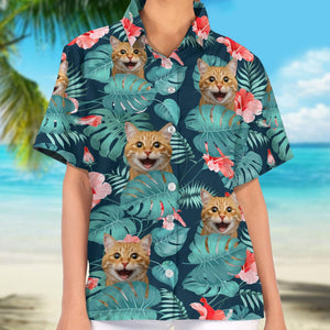 GeckoCustom Custom Photo Cat Woman's Hawaii Shirt 890415