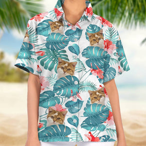 GeckoCustom Custom Photo Cat Woman's Hawaii Shirt 890415