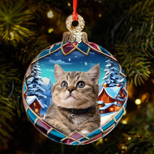 GeckoCustom Custom Photo Cat Wood Ornament For Christmas, Cat Lovers HA75 891893 4"x4"