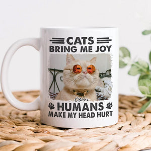 GeckoCustom Custom Photo Cats Bring Me Joy Humans Make My Head Hurt Mug N304 889589