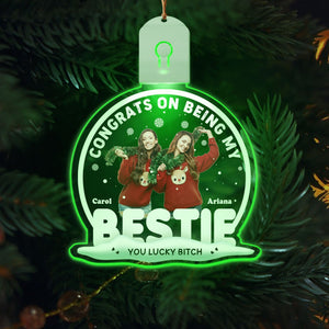 GeckoCustom Custom Photo Christmas Congrats On Being My Bestie Led Acrylic Ornament For Besties HO82 893244 3 inches