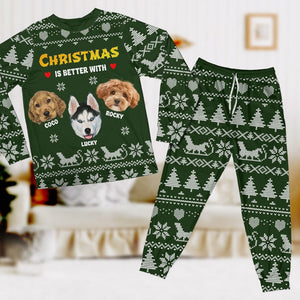 GeckoCustom Custom Photo Christmas Is Better With Dog, Cat Sleepwear HA75 891292