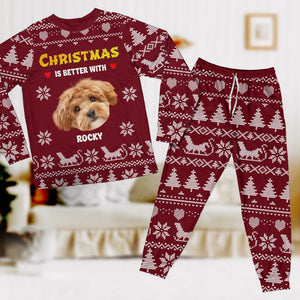 GeckoCustom Custom Photo Christmas Is Better With Dog, Cat Sleepwear HA75 891292