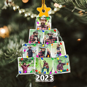 GeckoCustom Custom Photo Christmas Tree Fishing Lover Acrylic Ornament N304 890107