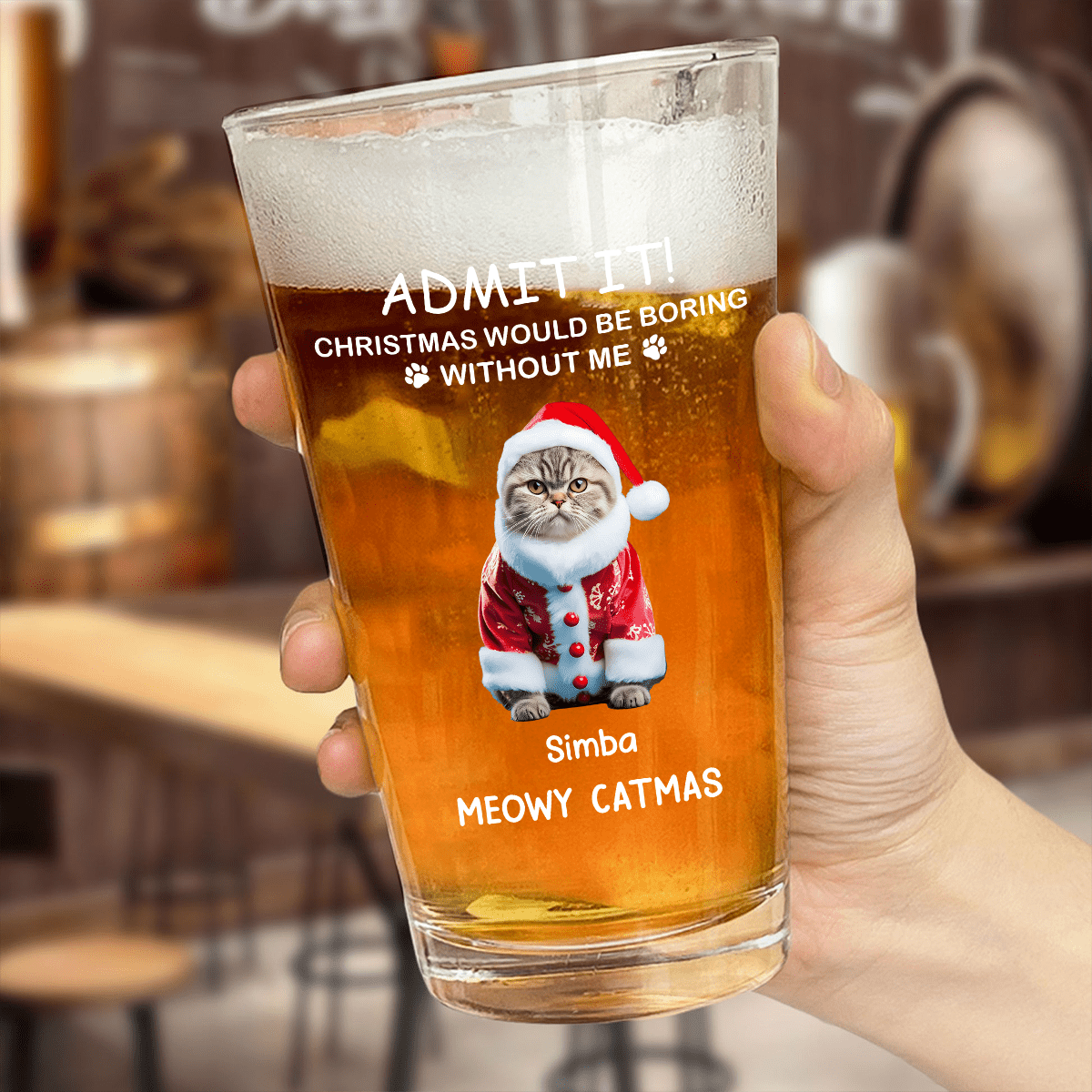 GeckoCustom Custom Photo Christmas Would Be Boring Without Me Dog Cat Print Beer Glass HA75 891668 Only Beer Glass / Beer Glass 16oz