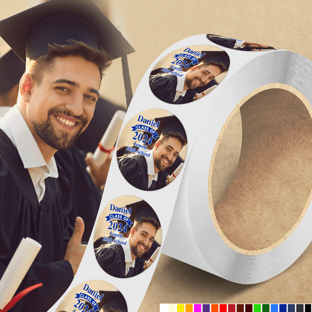 GeckoCustom Custom Photo Class Of 2024 Congrats Graduation Roll Sticker TA29 890290