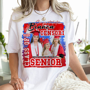 GeckoCustom Custom Photo Class Of 2024 Graduation Shirt N304 890095 Women Tee / Light Blue Color / S