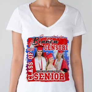 GeckoCustom Custom Photo Class Of 2024 Graduation Shirt N304 890095 Women V-neck / V White / S