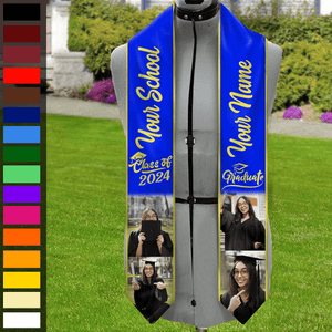 GeckoCustom Custom Photo Class of 2024 Stoles Sash For Graduation Day, 888755 T368 6x72 inch