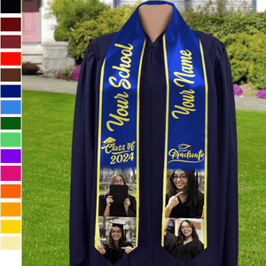 GeckoCustom Custom Photo Class of 2024 Stoles Sash For Graduation Day, 888755 T368 6x72 inch