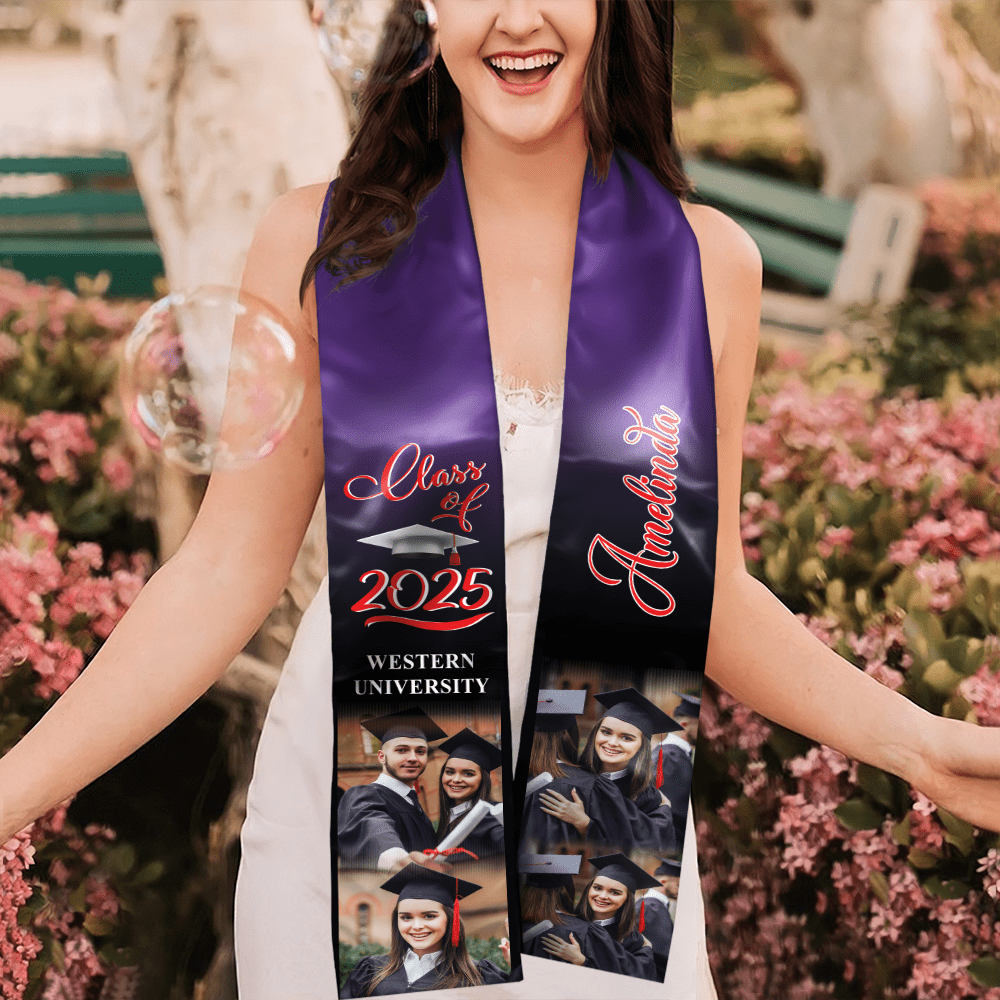 GeckoCustom Custom Photo Class of 2024 Stoles Sash Senior Gift TA29 888873