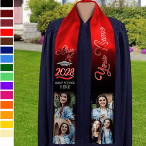 GeckoCustom Custom Photo Class of 2024 Stoles Sash Senior Gift TA29 TH10 888873