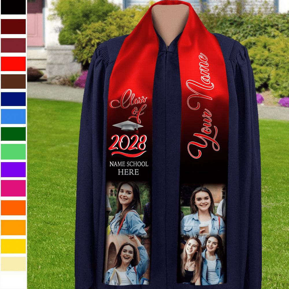 GeckoCustom Custom Photo Class of 2024 Stoles Sash Senior Gift TA29 TH10 888873