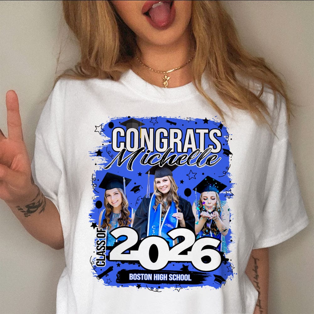 GeckoCustom Custom Photo Class Of 2025 Congrats Graduation Bright Shirt TA29 890118