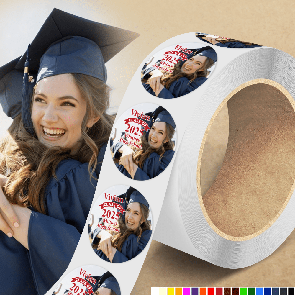 GeckoCustom Custom Photo Class Of 2025 Congrats Graduation Roll Sticker TA29 890290