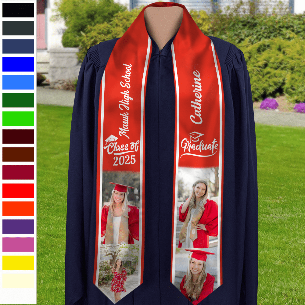 GeckoCustom Custom Photo Class of 2025 Stoles Sash For Graduation Day, 888755 T368 LM32 6x72 inch