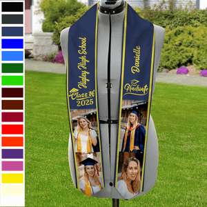 GeckoCustom Custom Photo Class of 2025 Stoles Sash For Graduation Day, 888755 T368 LM32 6x72 inch