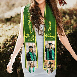 GeckoCustom Custom Photo Class of 2025 Stoles Sash For Graduation Day, 888755 T368 LM32 6x72 inch