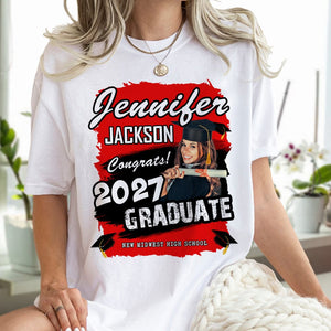 GeckoCustom Custom Photo Congrats 2024 Graduation Shirt TA29 890277 Women Tee / Light Blue Color / S