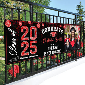 GeckoCustom Custom Photo Congrats 2025 Graduate Disco Style Personalized Banner - Graduation Decor Gift HA75 891866