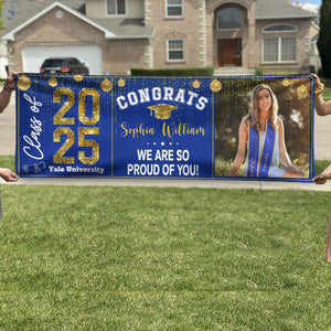 GeckoCustom Custom Photo Congrats 2025 Graduate Disco Style Personalized Banner - Graduation Decor Gift HA75 891866