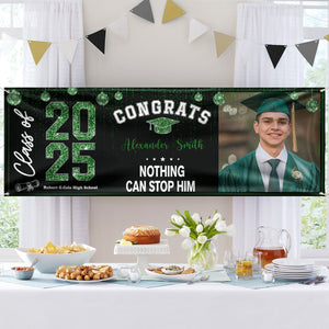 GeckoCustom Custom Photo Congrats 2025 Graduate Disco Style Personalized Banner - Graduation Decor Gift HA75 891866