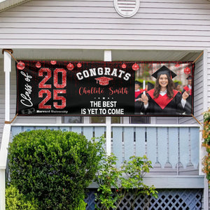 GeckoCustom Custom Photo Congrats 2025 Graduate Disco Style Personalized Banner - Graduation Decor Gift HA75 891866