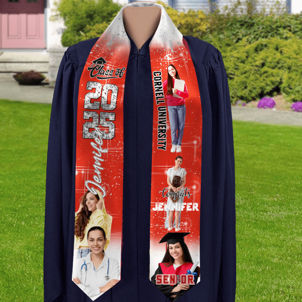 GeckoCustom Custom Photo Congrats Glitter Graduation Stoles N369 890479 6x72 inch