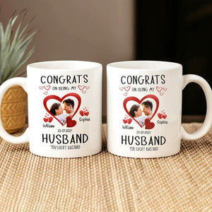 GeckoCustom Custom Photo Congrats On Being My Husband Family Mug N304 889947