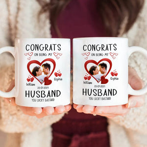 GeckoCustom Custom Photo Congrats On Being My Husband Family Mug N304 889947