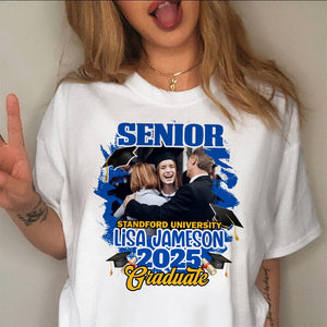 GeckoCustom Custom Photo Congrats Senior Graduation Bright Shirt TA29 890106 Women Tee / Light Blue Color / S