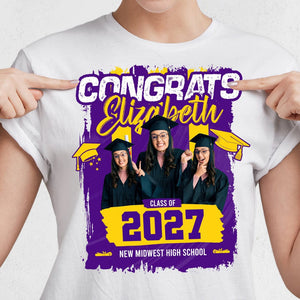 GeckoCustom Custom Photo Congrats You Graduation Shirt TA29 890287 Women Tee / Light Blue Color / S