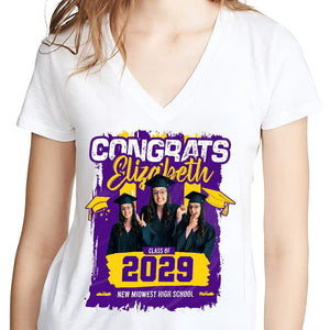 GeckoCustom Custom Photo Congrats You Graduation Shirt TA29 890287 Women V-neck / V White / S