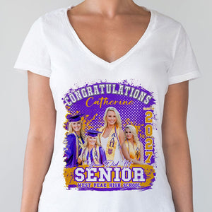 GeckoCustom Custom Photo Congratualtions Senior Graduation Shirt N304 889841 Women V-neck / V White / S