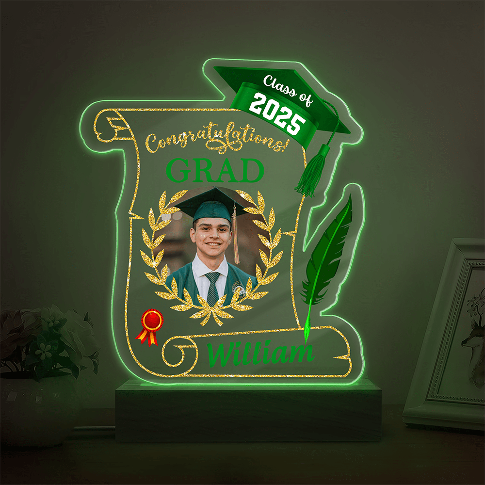 GeckoCustom Custom Photo Congratulations Class of 2025 Graduation Acrylic Plaque LED Night Light HO82 893492 Acrylic / 7.9"x4.5"