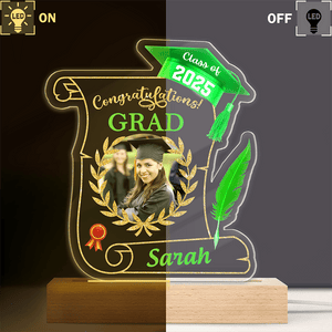 GeckoCustom Custom Photo Congratulations Class of 2025 Graduation Acrylic Plaque LED Night Light HO82 893492 Acrylic / 7.9"x4.5"