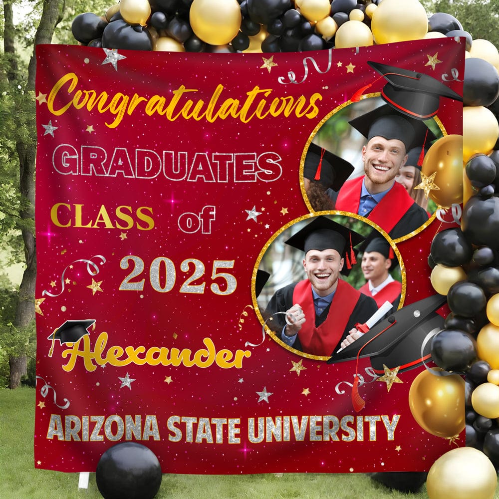 GeckoCustom Custom Photo Congratulations Class Of 2025 Graduation Backdrop Gift For Graduate Party HO82 893464