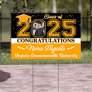 GeckoCustom Custom Photo Congratulations Class Of 2025 Graduation Yard Sign HO82 893460