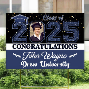 GeckoCustom Custom Photo Congratulations Class Of 2025 Graduation Yard Sign HO82 893460