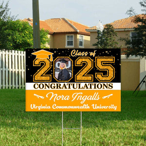 GeckoCustom Custom Photo Congratulations Class Of 2025 Graduation Yard Sign HO82 893460