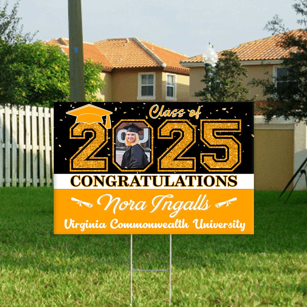 GeckoCustom Custom Photo Congratulations Class Of 2025 Graduation Yard Sign HO82 893460
