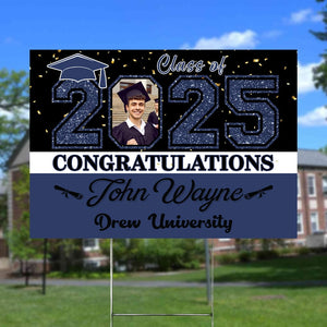 GeckoCustom Custom Photo Congratulations Class Of 2025 Graduation Yard Sign HO82 893460