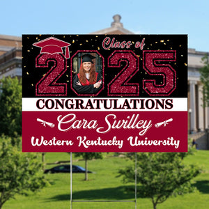 GeckoCustom Custom Photo Congratulations Class Of 2025 Graduation Yard Sign HO82 893460