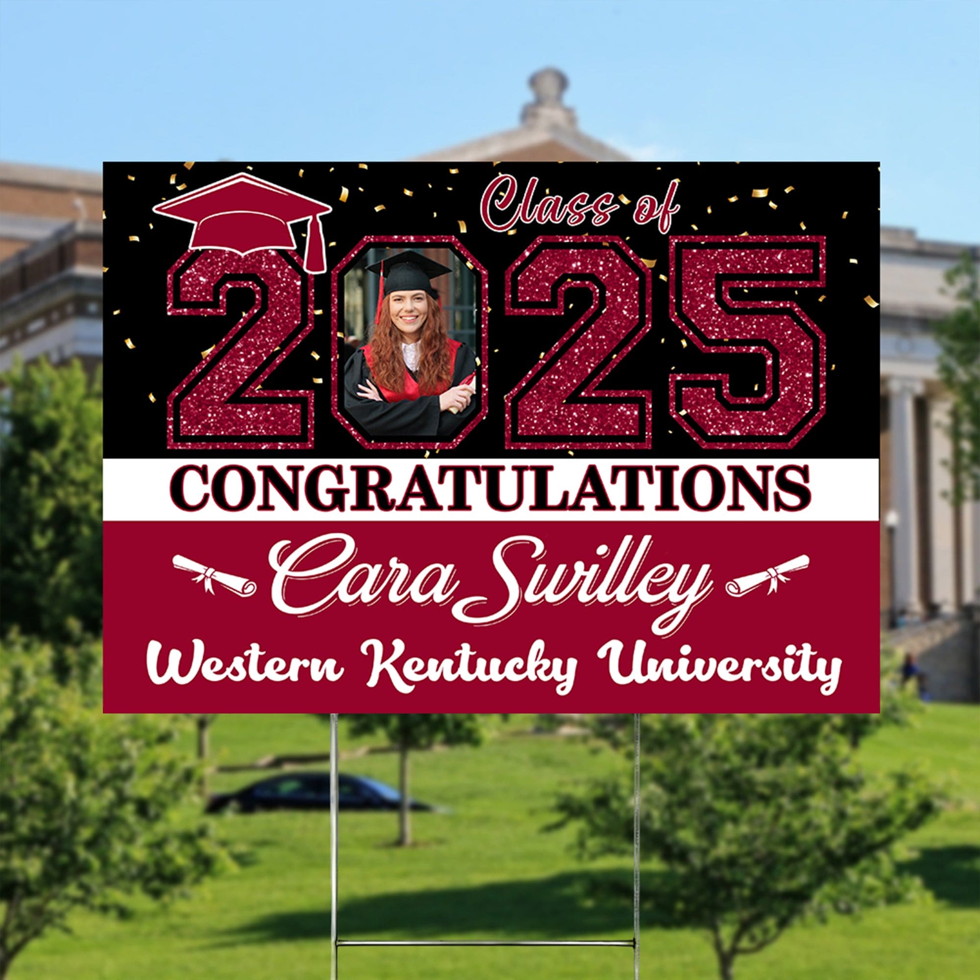 GeckoCustom Custom Photo Congratulations Class Of 2025 Graduation Yard Sign HO82 893460