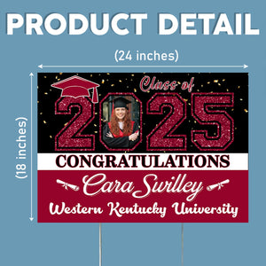 GeckoCustom Custom Photo Congratulations Class Of 2025 Graduation Yard Sign HO82 893460